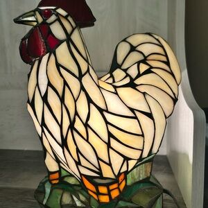 Vintage Stained Glass Rooster Lamp